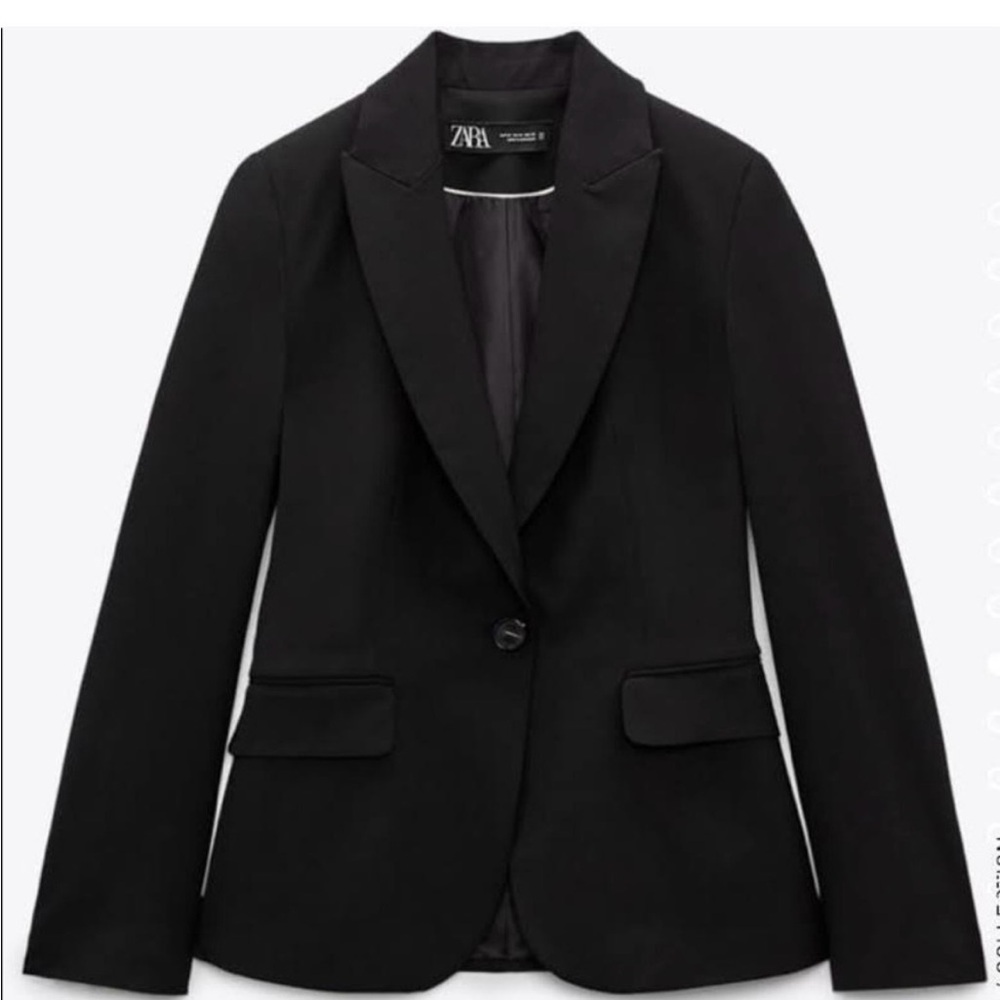 Zara Tailored Single Breasted Blazer Minimalist Office Old Money Black  NWT 4
